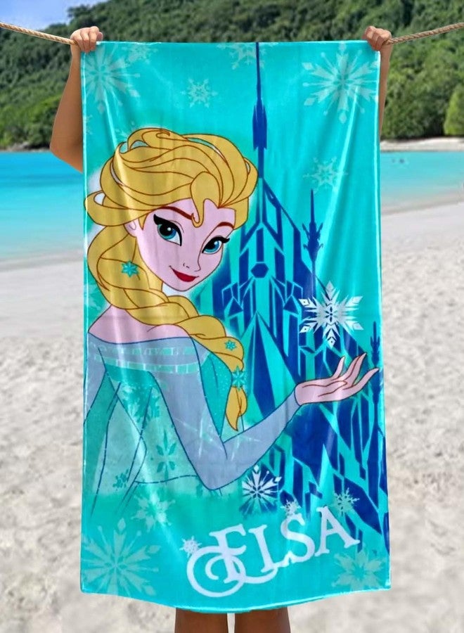 Athom Living Disney Frozen Elsa Themed Kids Cotton Bath Towel, Super Soft, Quick Dry, Highly Absorbent, Lightweight & Durable Towel for Girls | Pack of 1| 60x120cm, 350 GSM - Image 1